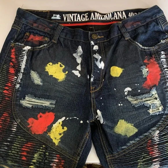 Vintage Americana Painted Zipper Jeans